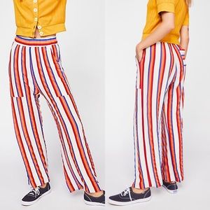 FREE PEOPLE Rainbow Striped Soft Pants